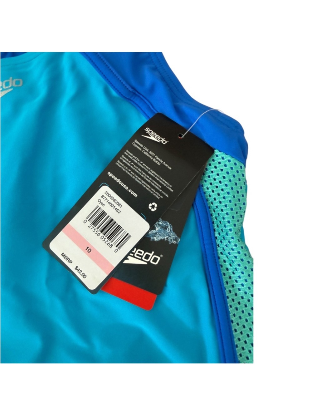 Speedo Girls One-Piece Swimsuit Blue Aqua Mesh Size 10 NWT 8-7714001462 - Picture 4 of 6
